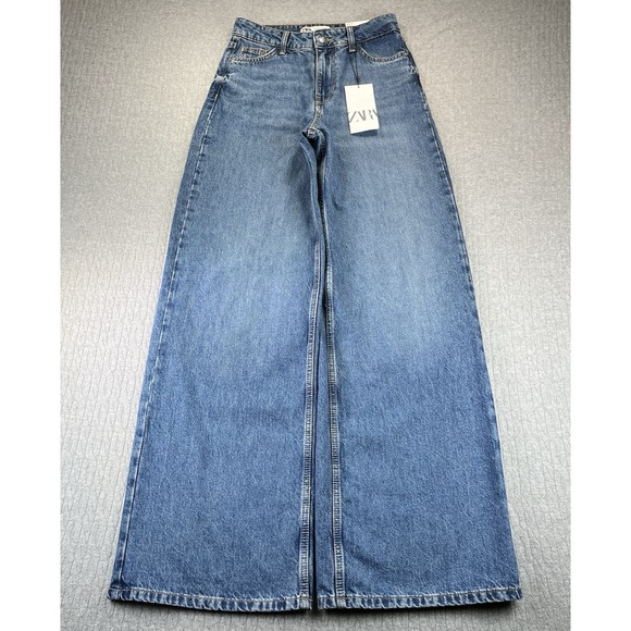 Zara Denim - New ZARA baggy wide leg Jeans Women (0)24X32 High Rise Light‎ Wash  disco